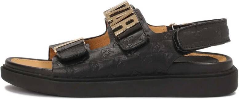 Kazar Sandalen versierd met metalen letters en reliëf Black Dames