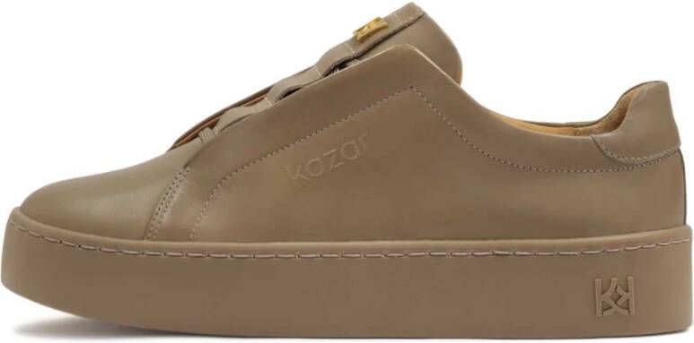 Kazar Sneakers in taupe kleur met versierde tong