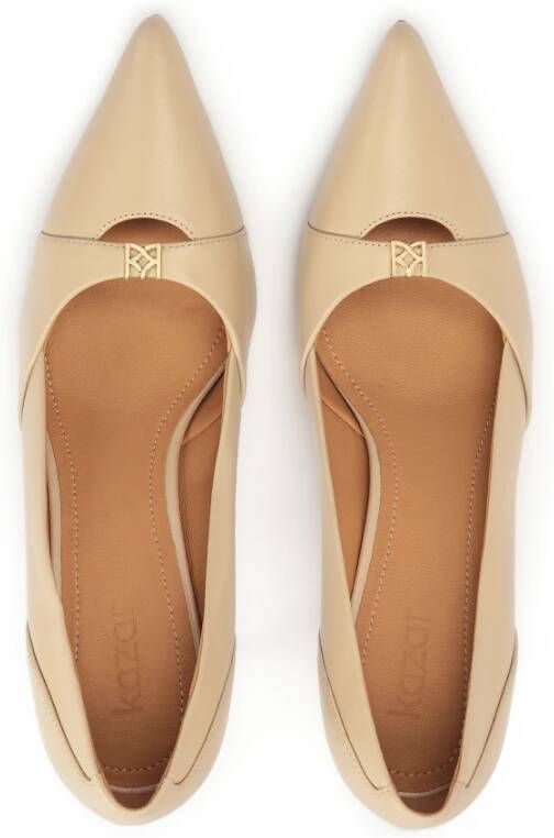 Kazar Stiletto pumps met uitgesneden bovenkant aan de voorkant Beige Dames
