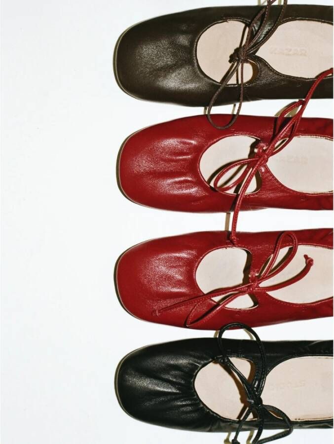 Kazar Studio Geribbelde rode ballerina's op een leren zool Red Dames