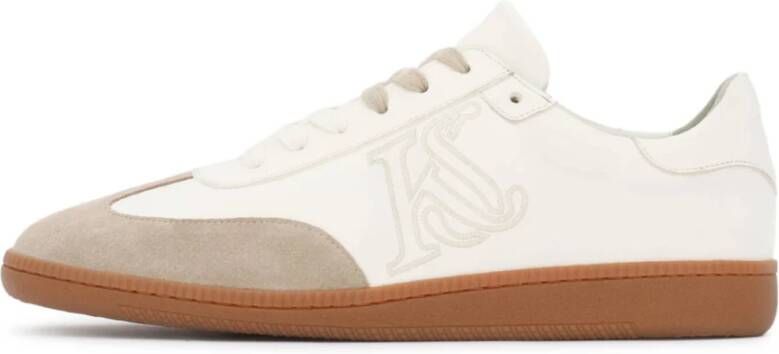 Kazar Studio Heren sneakers van wit leer en beige suède