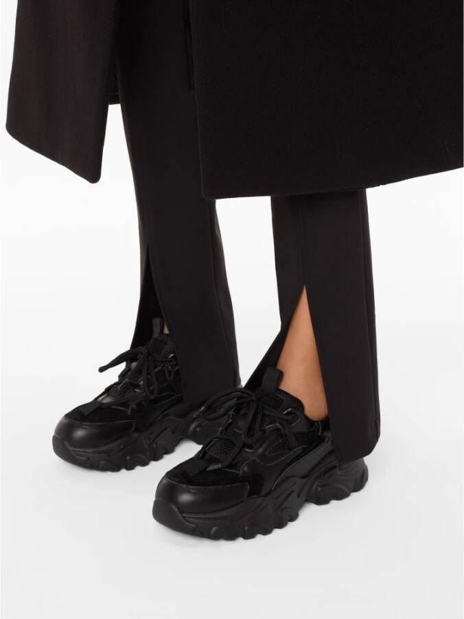 Kazar Studio Moderne zwarte leren sneakers voor dames op een dikke zool Black Dames