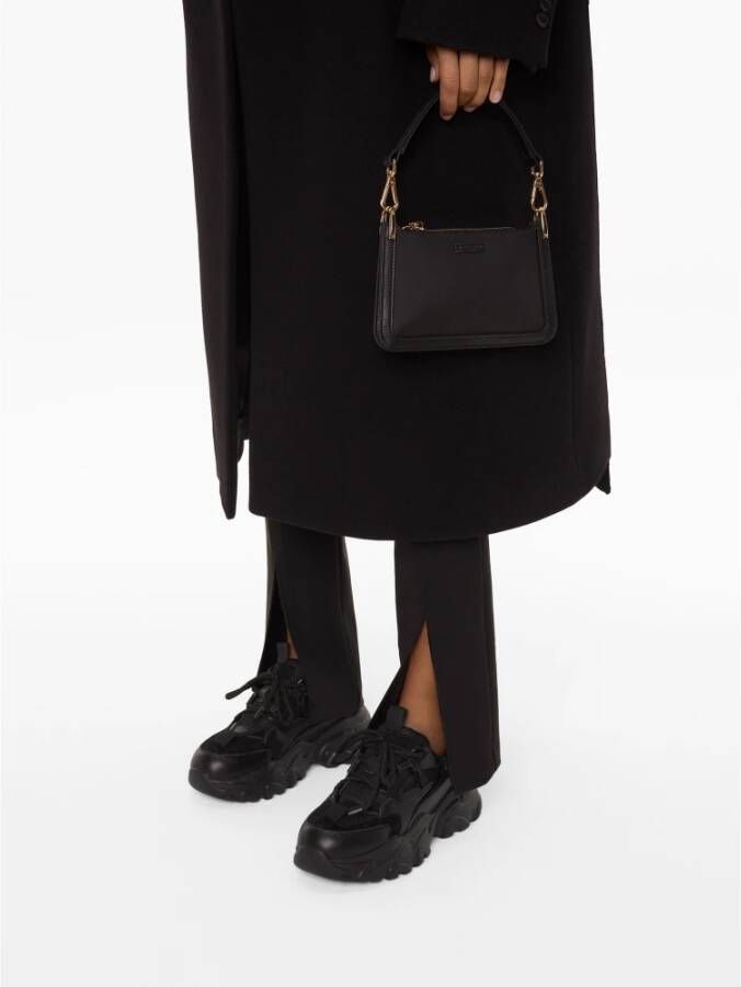 Kazar Studio Moderne zwarte leren sneakers voor dames op een dikke zool Black Dames