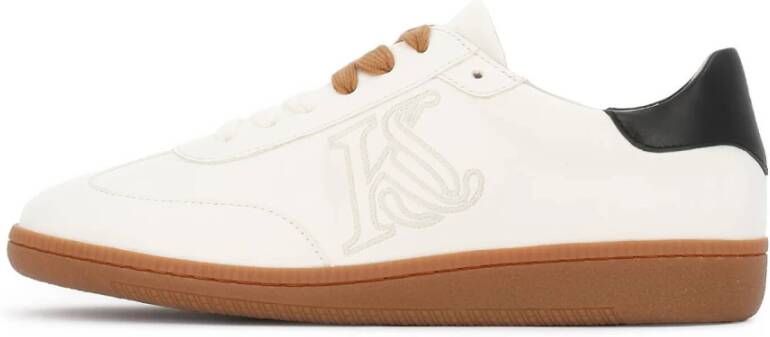 Kazar Studio Witte leren sneakers met zwarte hielkap