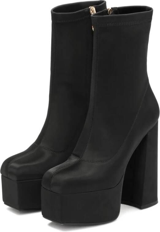 Kazar Studio Zwarte enkellaarsjes voor dames met een stijlvol platform en een brede hak Black Dames