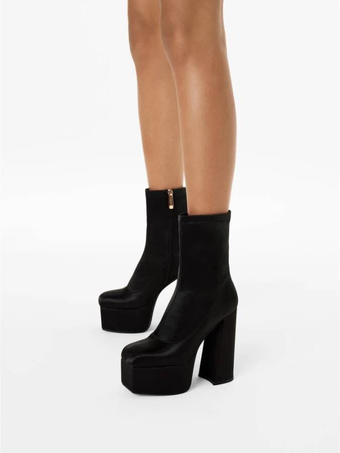 Kazar Studio Zwarte enkellaarsjes voor dames met een stijlvol platform en een brede hak Black Dames