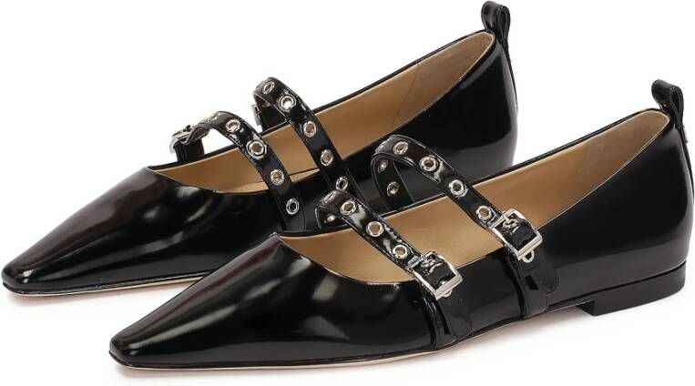 Kazar Studio Zwarte platte pumps met twee bandjes Black Dames