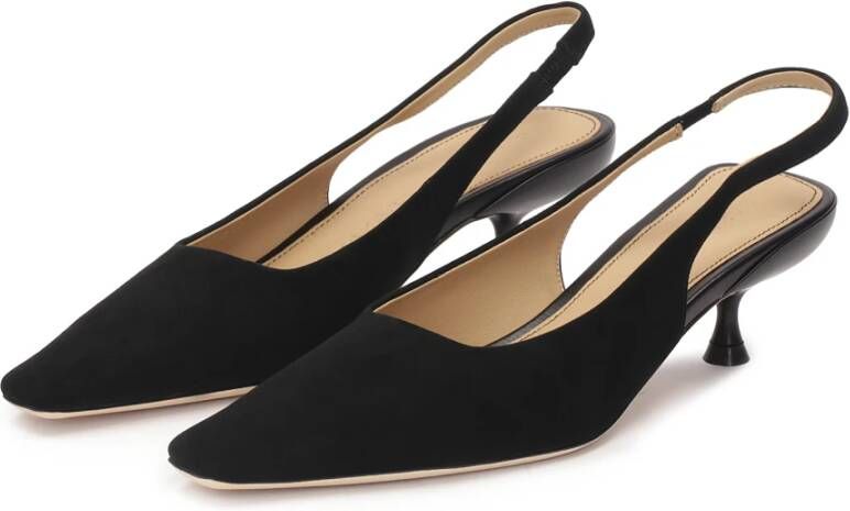 Kazar Studio Zwarte suède pumps met open hiel en verlengde neus Black Dames