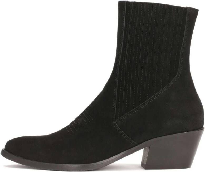 Kazar Suède cowboy laarzen met elastische inzetstukken Black Dames