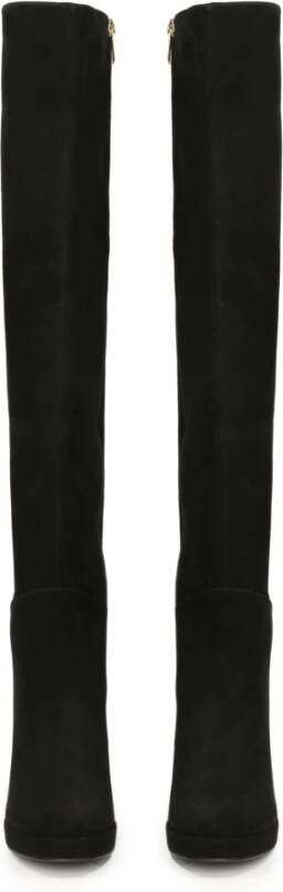 Kazar Suede musketiers met hoge hak en plateauzool Black Dames