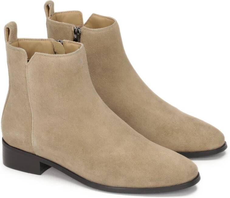 Kazar Suède platte laarzen met lage hak Beige Dames