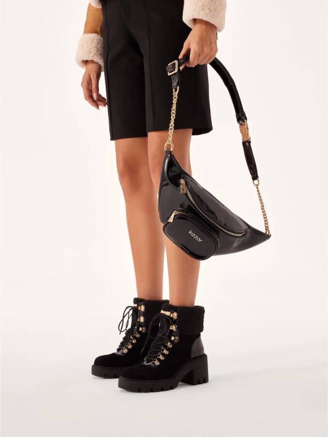 Kazar Veterschoenen van suède en lakleer Black Dames