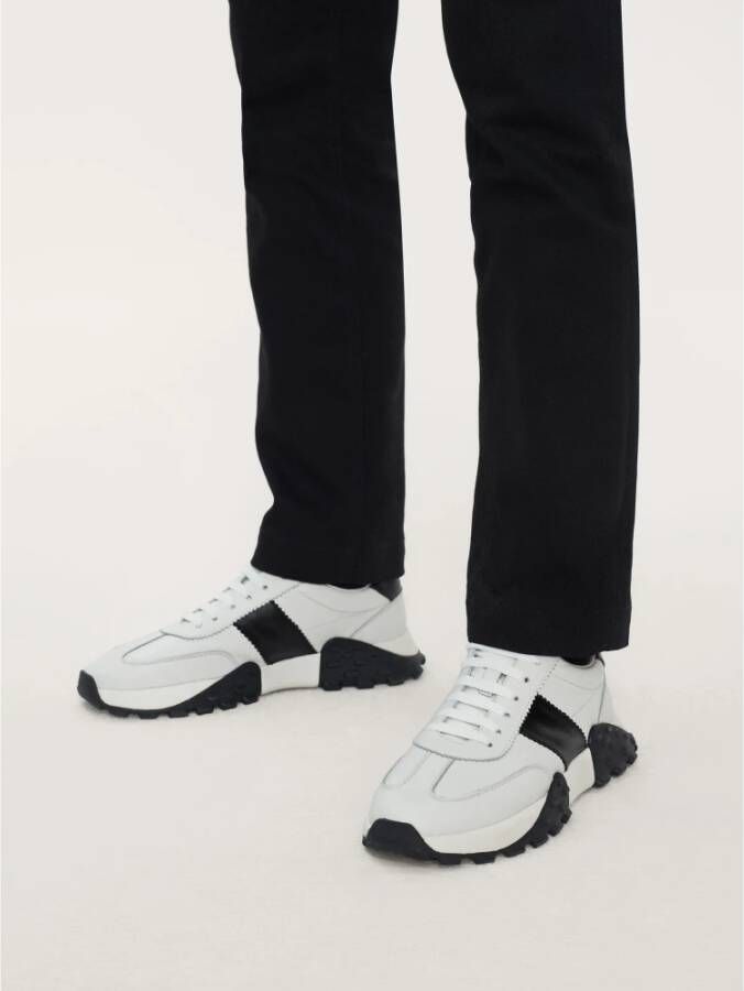 Kazar Witte en zwarte leren sneakers White Heren