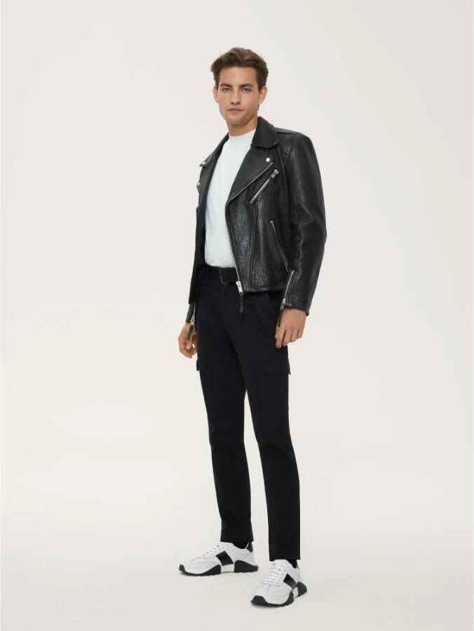 Kazar Witte en zwarte leren sneakers White Heren