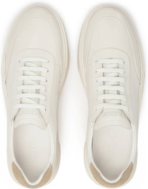 Kazar Witte leren sneakers met beige inzetstuk