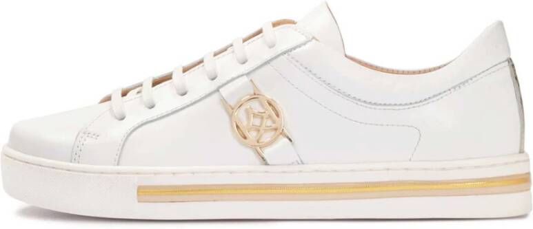 Kazar Witte leren sneakers met gouden elementen White Dames