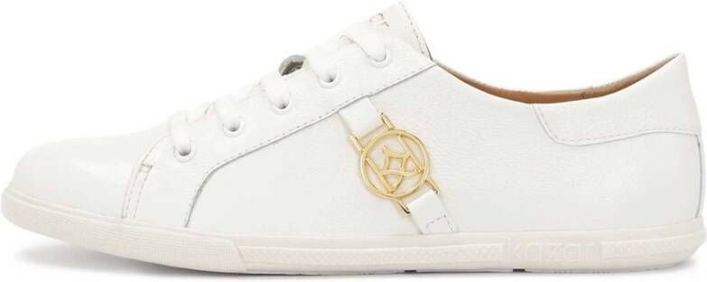 Kazar Witte leren sneakers versierd met een monogram White Dames
