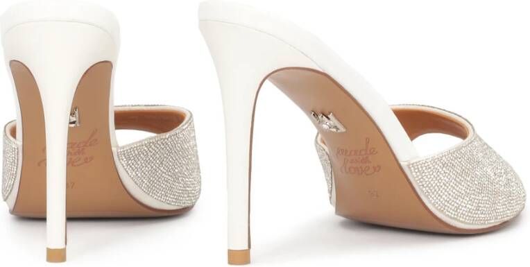 Kazar Witte leren trouwmuiltjes met kristallen White Dames