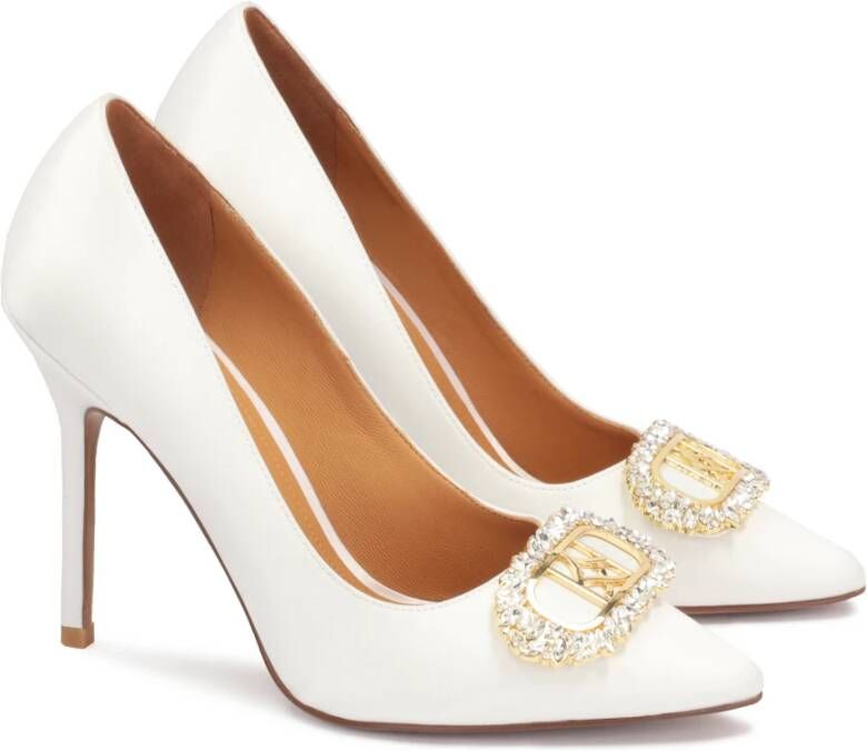 Kazar Witte trouwpumps met een sprankelende zirkonia decoratie White Dames