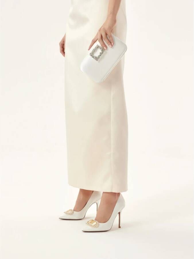 Kazar Witte trouwpumps met een sprankelende zirkonia decoratie White Dames