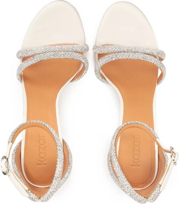 Kazar Witte trouwsandalen met platform en kristallen White Dames
