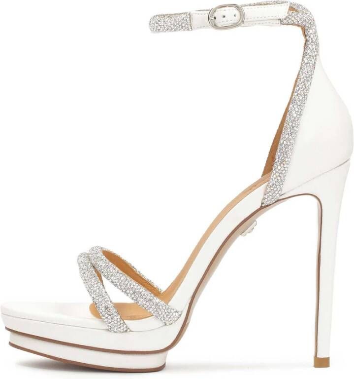 Kazar Witte trouwsandalen met platform en kristallen White Dames