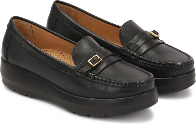 Kazar Zwarte halfhoge schoenen op een verhoogde zool Black Dames