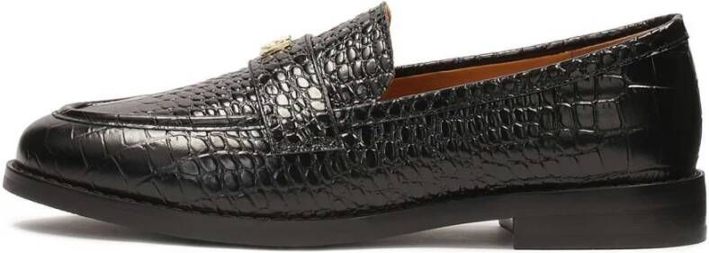 Kazar Zwarte klassieke reliëflederen loafers