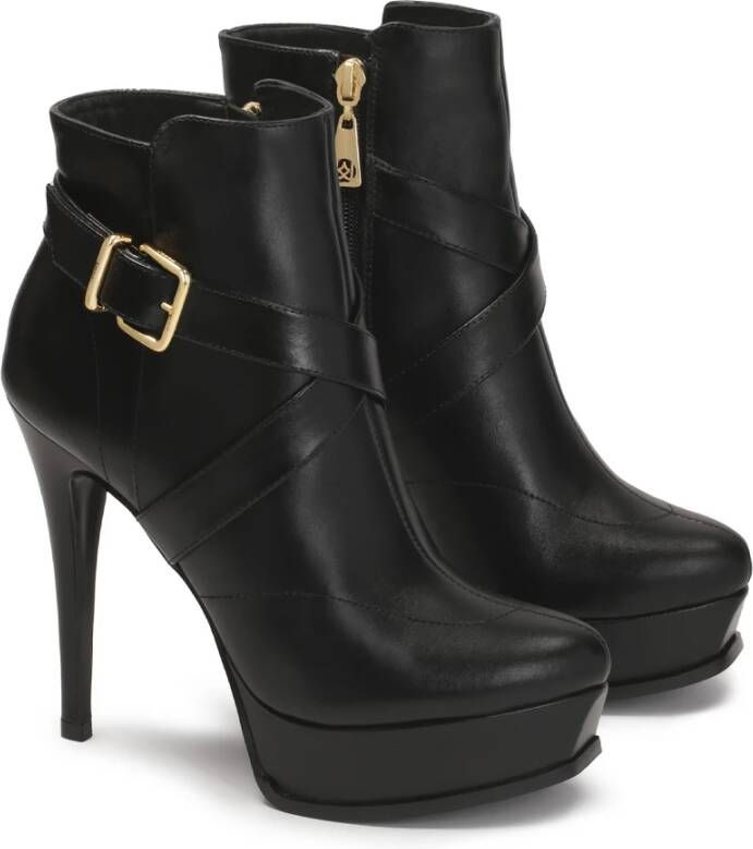 Kazar Zwarte laarzen met hoge hak en plateauzool Black Dames