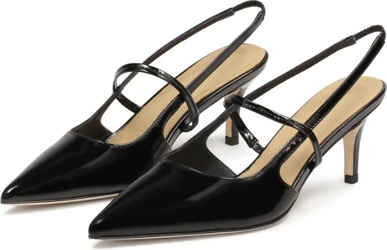 Kazar Zwarte Lakleren Pumps Open Hiel Black Dames