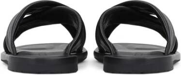 Kazar Zwarte Leren Gekruiste Band Slides Black Heren