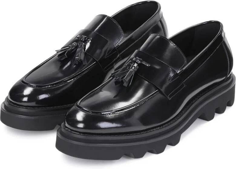 Kazar Zwarte leren loafers voor mannen met een wandelzool Black Heren