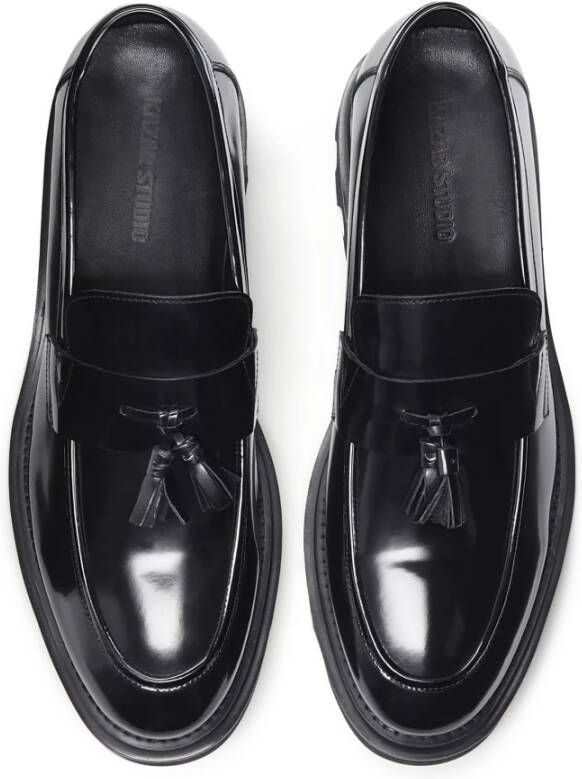 Kazar Zwarte leren loafers voor mannen met een wandelzool Black Heren