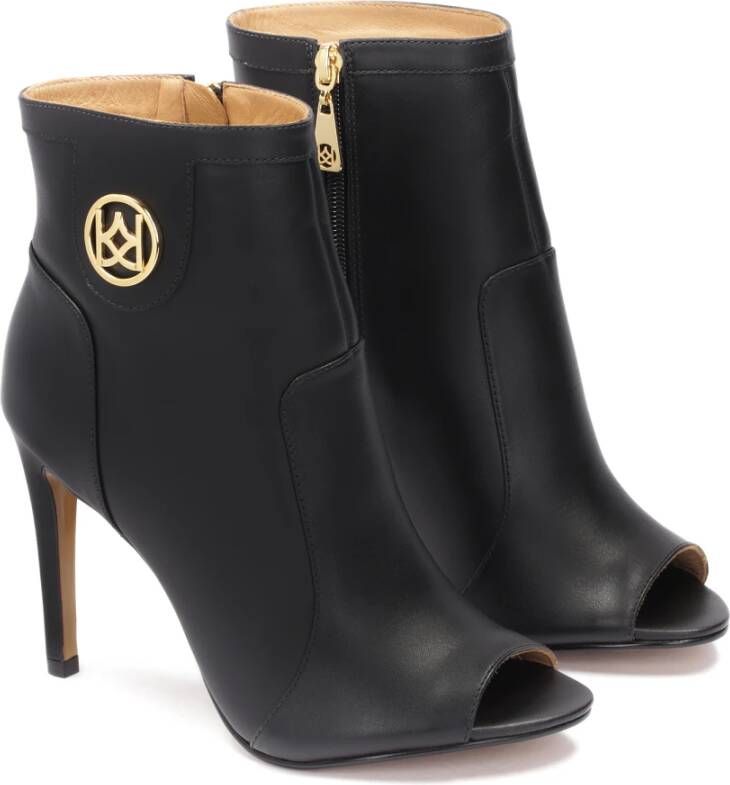 Kazar Zwarte leren peep toe laarzen Black Dames