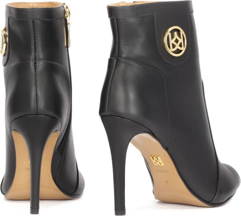 Kazar Zwarte leren peep toe laarzen Black Dames