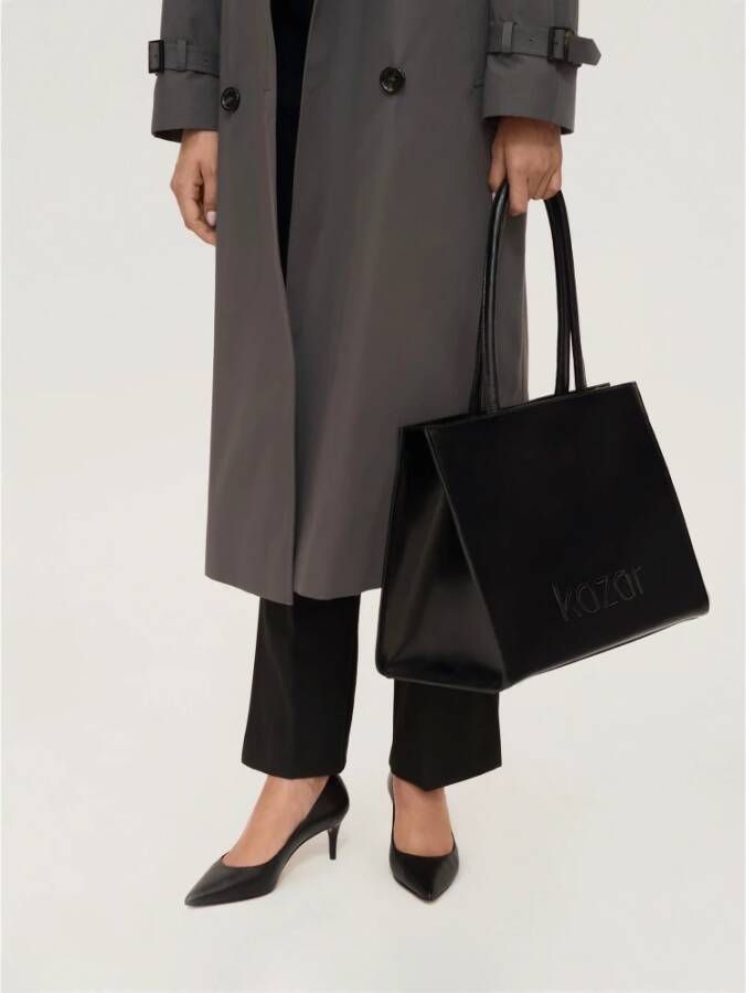 Kazar Zwarte Leren Pumps Lage Hak Black Dames