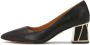 Kazar Zwarte leren pumps met gouden details op de hak - Thumbnail 2