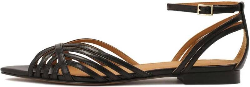 Kazar Zwarte leren sandalen met een fijne bovenkant