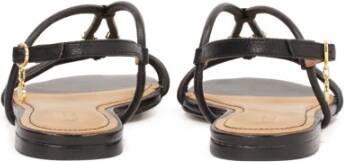 Kazar Zwarte leren sandalen met sieradenversiering