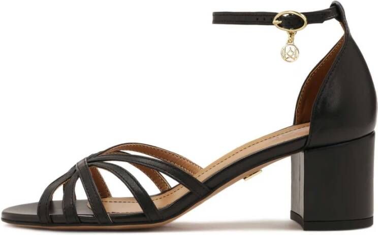 Kazar Zwarte leren sandalen met volledige hak