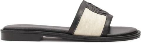 Kazar Zwarte leren slippers met heldere inzetstukken