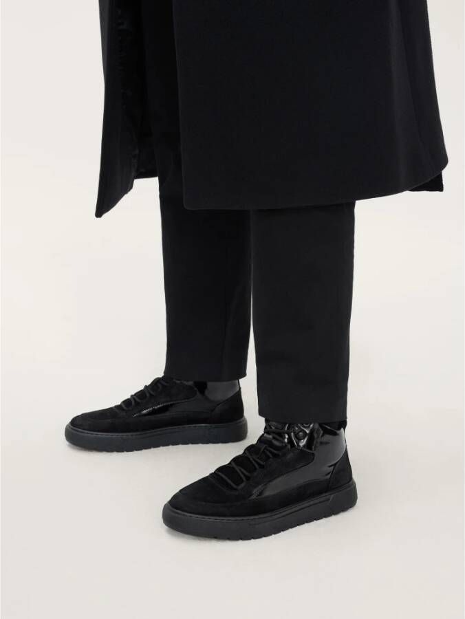 Kazar Zwarte Leren Sneakers met Glanzende Elementen Black Heren
