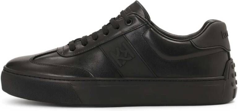 Kazar Zwarte leren sneakers met rubber op de hiel