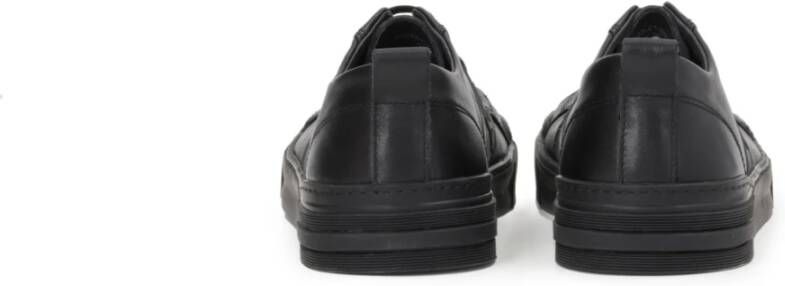 Kazar Zwarte leren sneakers voor heren in minimalistische stijl Black Heren
