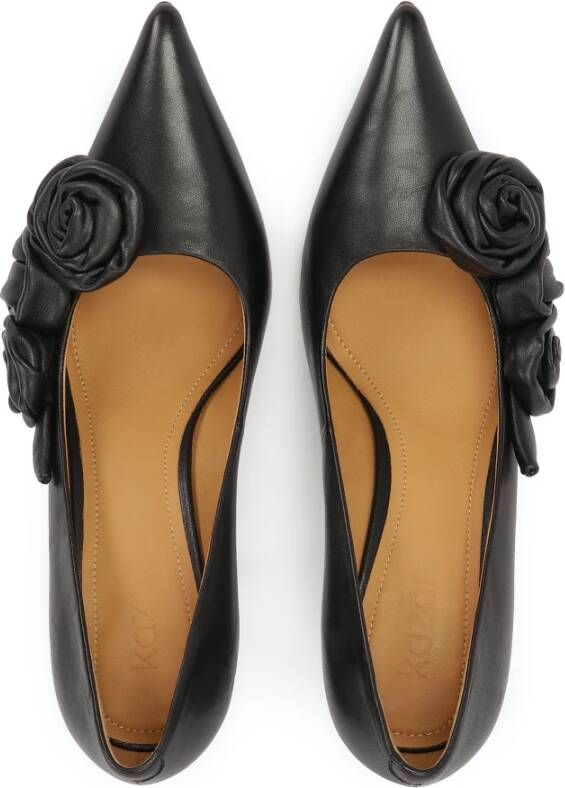 Kazar Zwarte leren stiletto's met rozen Black Dames