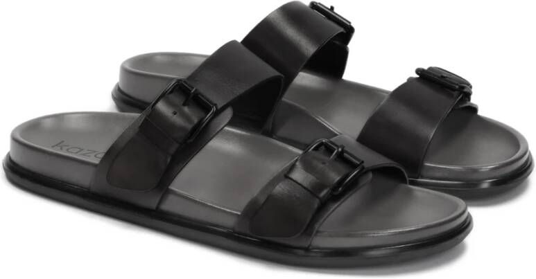 Kazar Zwarte Leren Urban Slides Black Heren