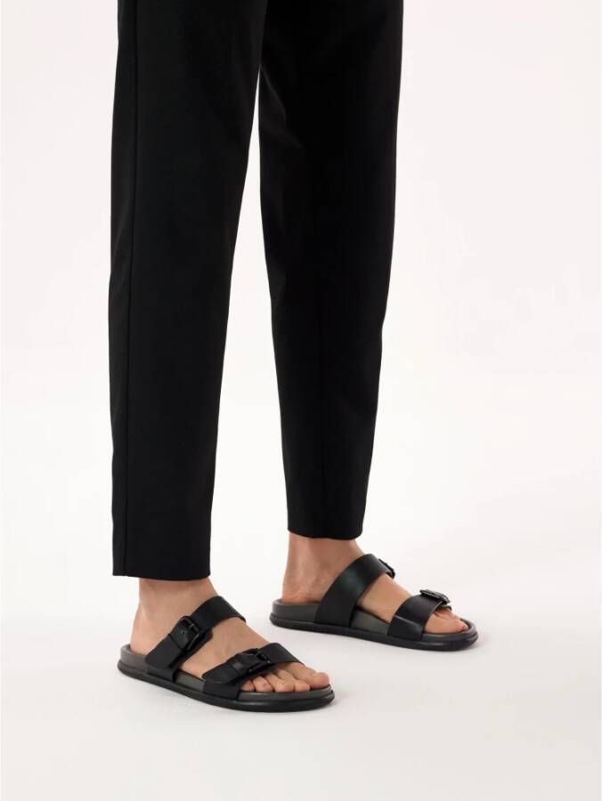 Kazar Zwarte Leren Urban Slides Black Heren