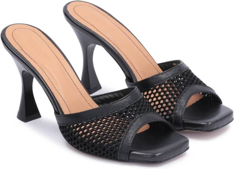 Kazar Zwarte Mesh Hakken Muiltjes Black Dames