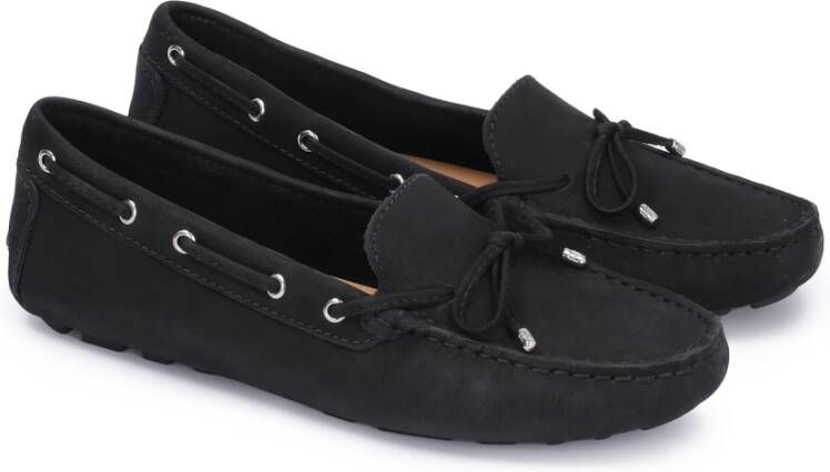 Kazar Zwarte Nubuck Mocassins met Leren Koord Black Dames