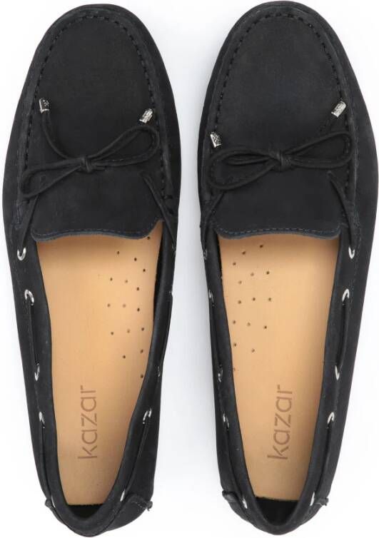 Kazar Zwarte Nubuck Mocassins met Leren Koord Black Dames